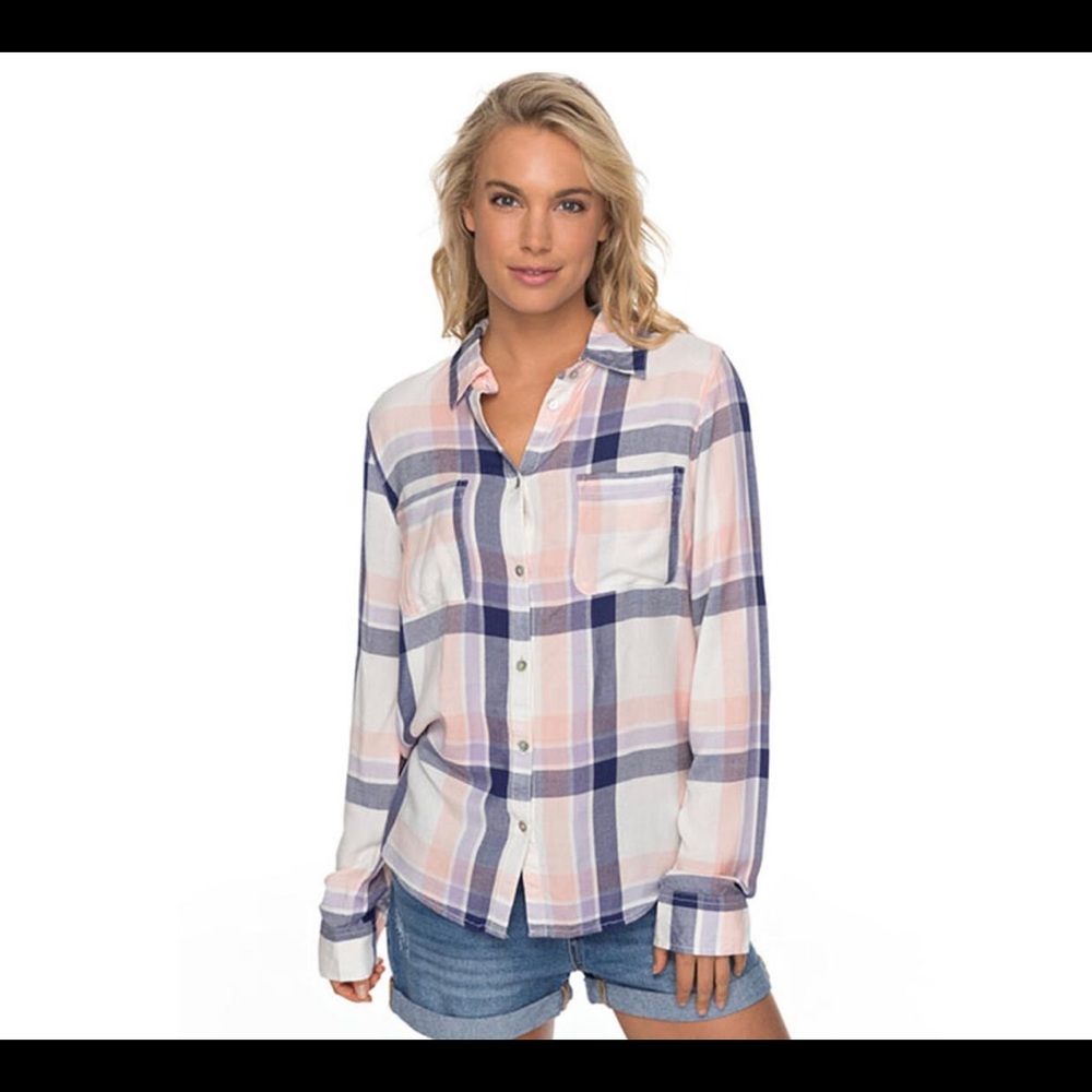 Roxy Setai Miami Plaid Shirt size medium